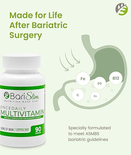 Miniatura 3 de BariSlim Cápsula multivitamínica bariátrica Once Daily - 60 mg de hierro - Vitamina bariátrica y suplemento para poscirugía WLS incluyendo bypass