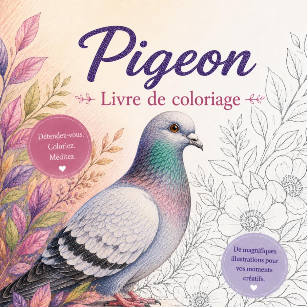 Livre de coloriage sur les pigeons: Des univers paisibles de pigeons pour la détente et la créativité