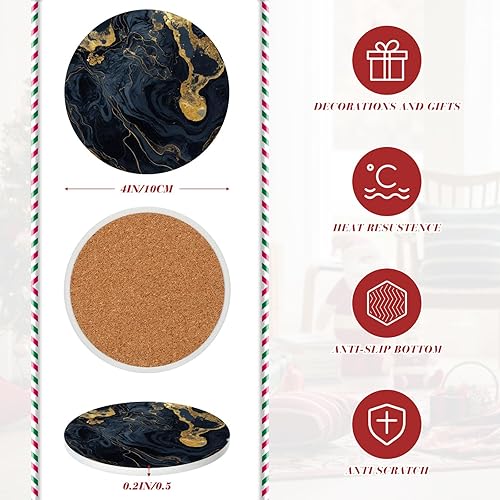 Miniatura 2 de Posavasos absorbentes con soporte para bebidas de piedra de mármol de cerámica para Navidad, comedor, restaurante, vacaciones, hogar, cóctel,