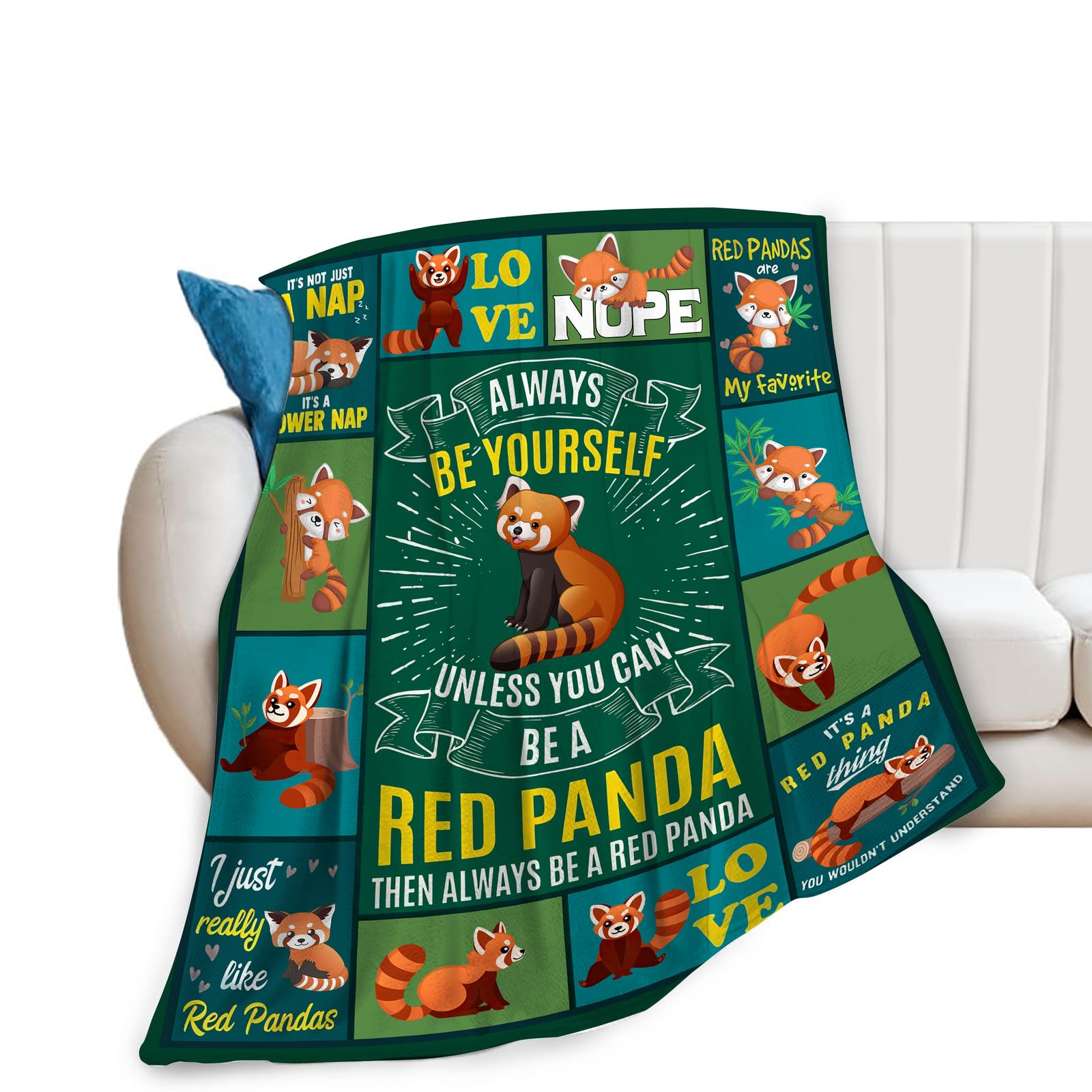 Wosabee Women's Red Pandas Red Panda Animal Throw Blanket - Soft, Cozy, Super Plush, Warm, Lightweight Fleece Flannel Gift Blanket For Girls, Kids, Adults - 50"X40"