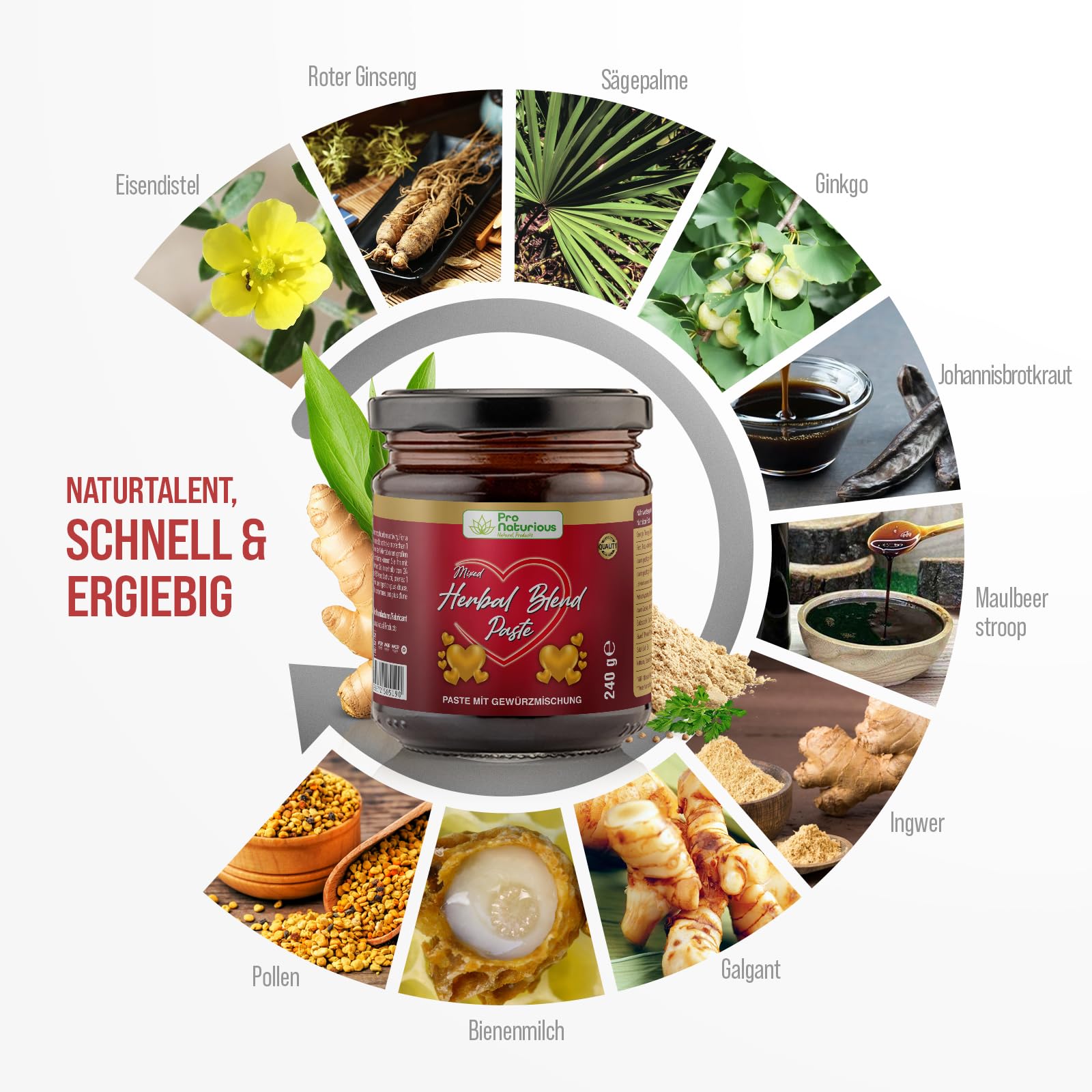 ProNaturious, 230g Extra Stark für aktive Männer, Sofortwirkung Maca Gel, Ginseng & Tribulus Terrestris Gel (1 Stück)