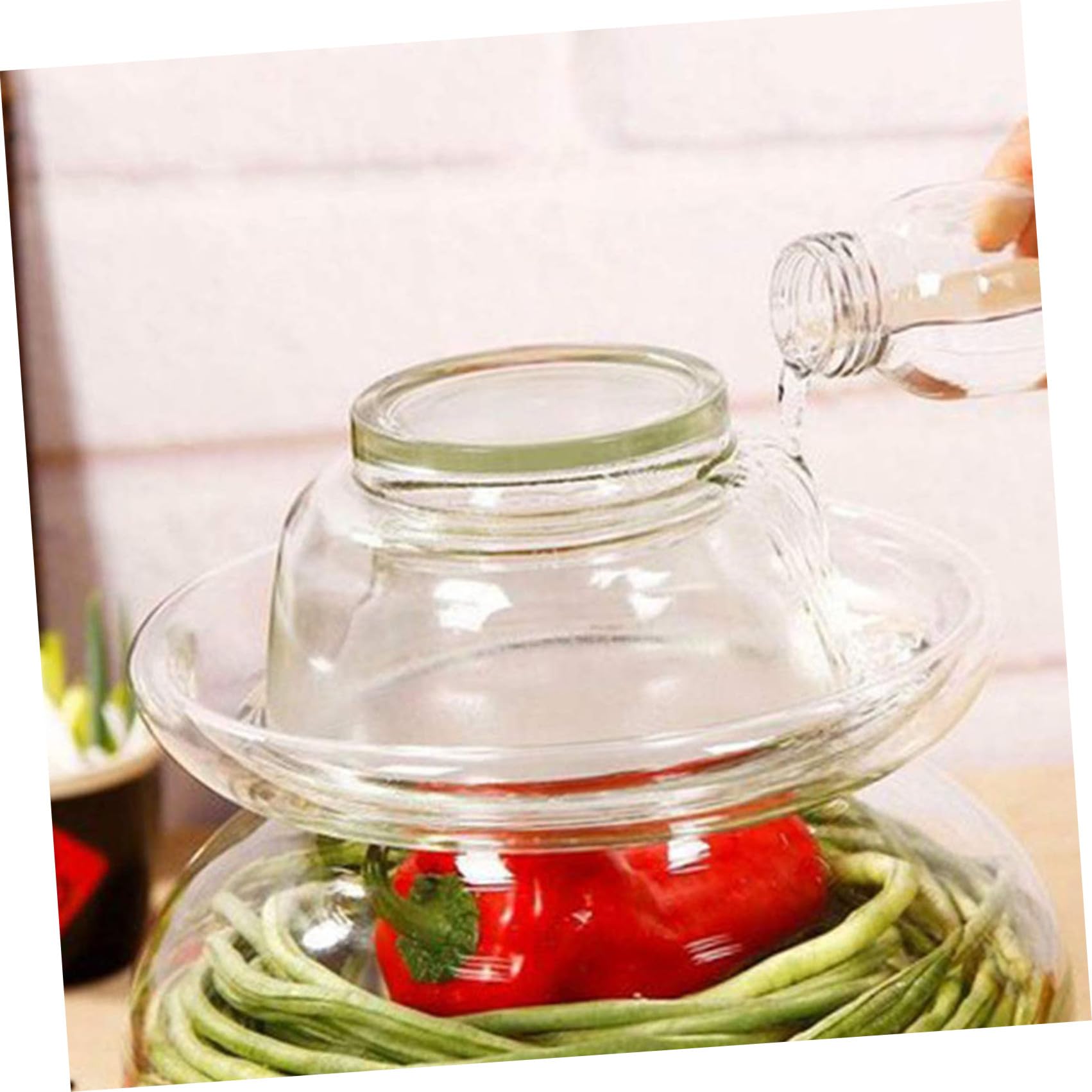 Tarro de Cristal Transparente para Encurtidos 2,5 Kg Tapa Hermética, Recipiente de Vidrio para Verduras Fermentadas y Almacenamiento en Cocina