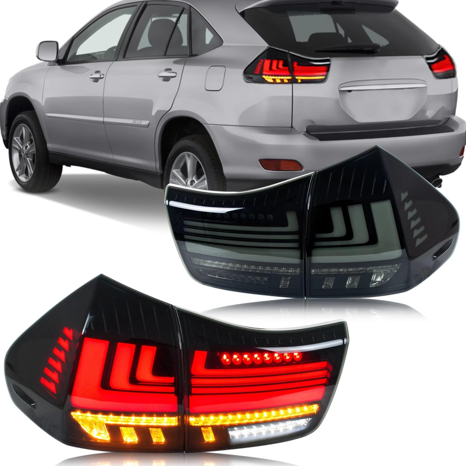 Compatible Con Lexus Para RX350 Para RX330 Para RX400h 2004-2009 Conjunto Lámparas Traseras Señal Giro Dinámica De Animación De Arranque De Coche luces advertencia traseras