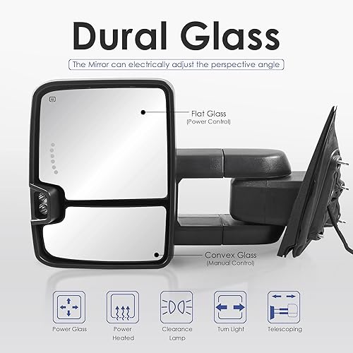 Miniatura 3 de MOSTPLUS Espejos de remolque con calefacción eléctrica compatibles con Chevy Silverado GMC Serria 2014-2019 con luz de giro, lámpara de liquidación