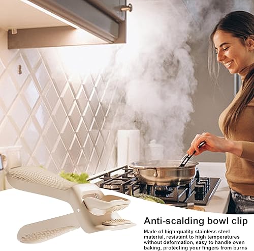 Miniatura 2 de Pinza de placa caliente, pinza de acero inoxidable con clip de cacerola, sostenedor de cuenco duradero, agarrador de placa antiquemaduras, pinzas de