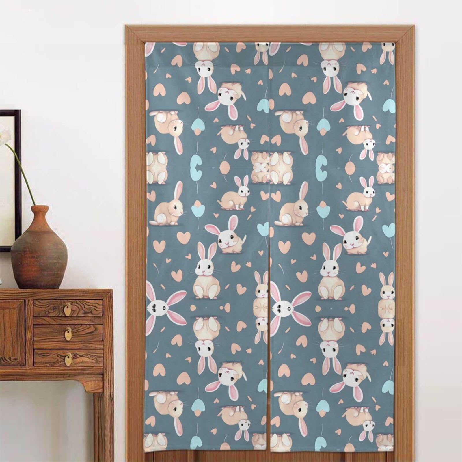 CNTDBU Cartoon cute bunny Door Curtain 34x56 Inch-Room Divider Panel for Privacy, Entryway Screen for Kitchen Bedroom