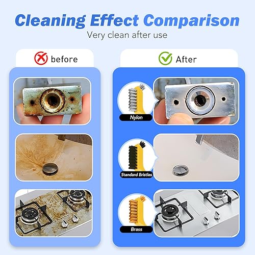 Miniatura 6 de Juego de cepillos de alambre, 6 cepillos de alambre de latónacero inoxidablenailon para limpieza con mango curvado para eliminación de óxido,