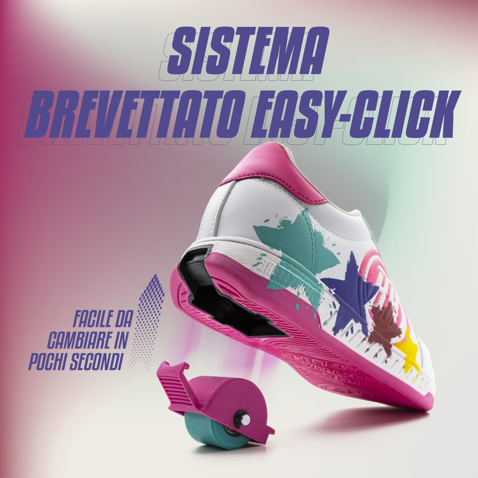 Breezy Rollers Scarpe con Ruote per Bambini I Scarpe con Ruote per Bambini I dai Bambini Scarpe da Strada ai Pattini a rotelle in pochi Secondi I Sistema di clic Brevettato I Scarpe con Ruote per