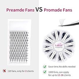 Volume Lash Extensions Mixed Tray 1000 Premade Fans 10D Loose Promade Fans Pointy Base Premade Fans Eyelash Extensions Handmade Premade Lash Fans (10D-0.07C,9-16mm)