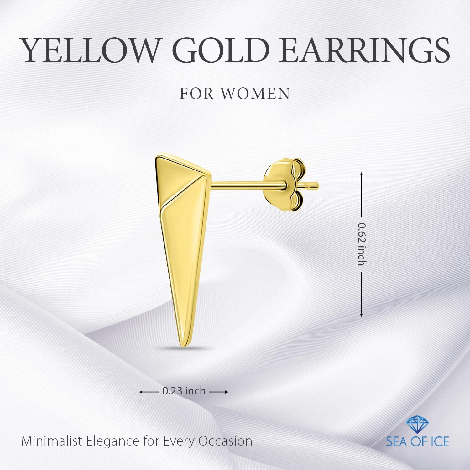 Sea of Ice Sterling Silver Polish Finished Water Drop Dangle, Mini Bar, Triangle, Infinity Minimalist Stud Earrings for Women - Elegant Sterling Silver Earrings for Women – Nickel-Free