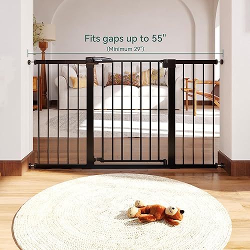 Miniatura 37 de BABELIO Puerta extra ancha para bebé/perro, PressGuard P7, cierre automático de metal, puerta para mascotas montada a presión para puertas, sin