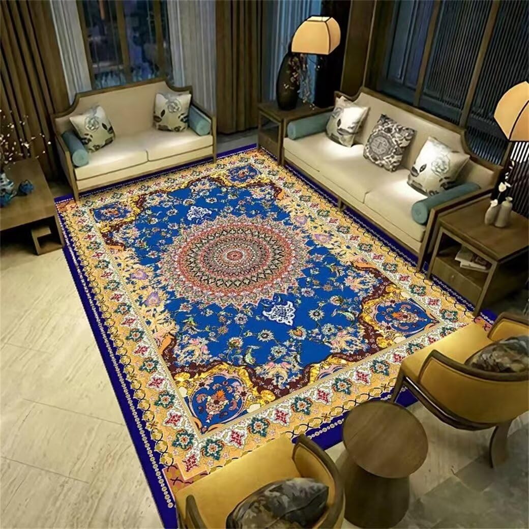 Tapis lavable bleu 120x120cm pour nettoyer facilement la chambre