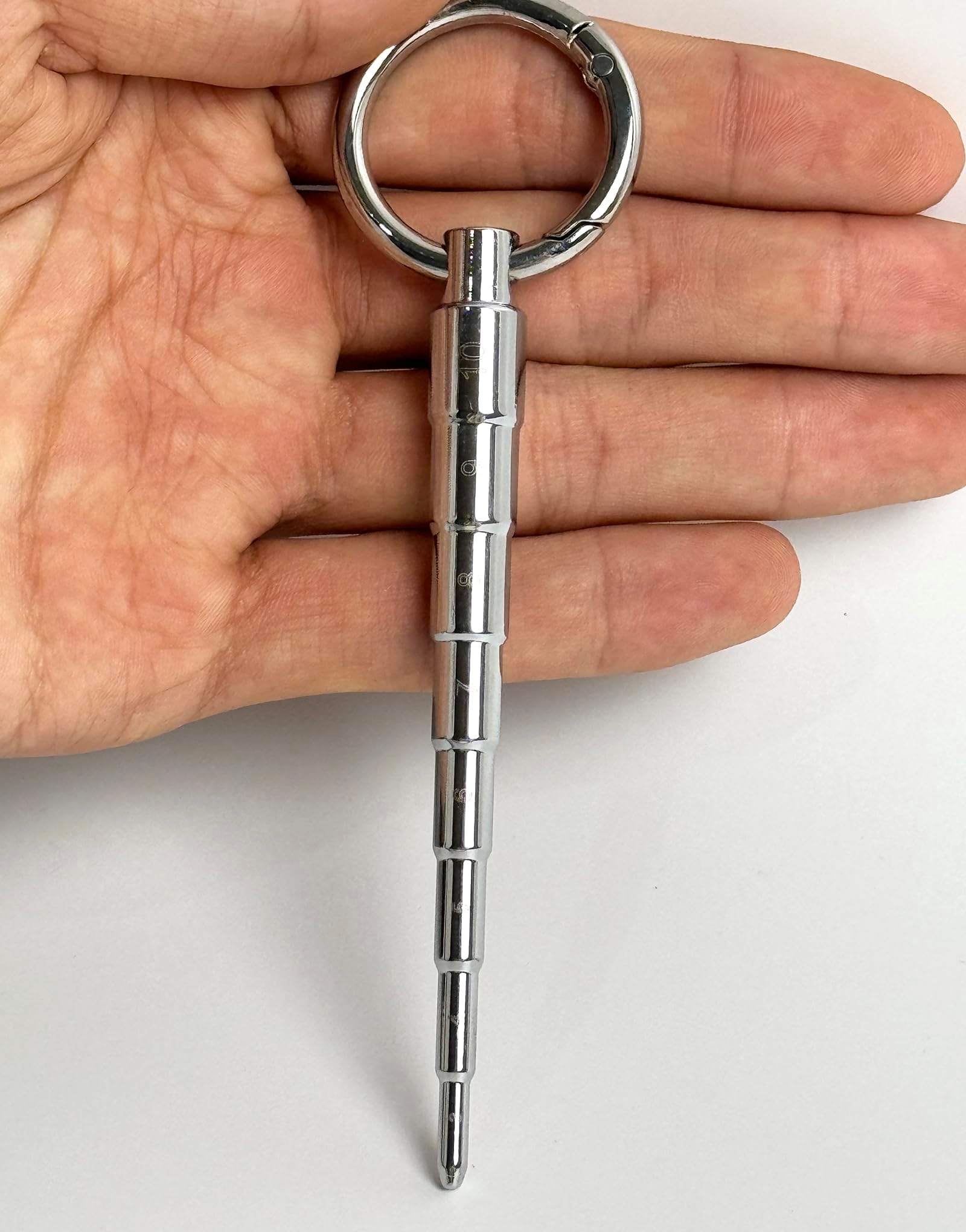 Urethral Stainless Steel with Markings Bumpy Penis Plug Dilator with Safe Ring - Masturbation Rod Sex Toy for Men (M)