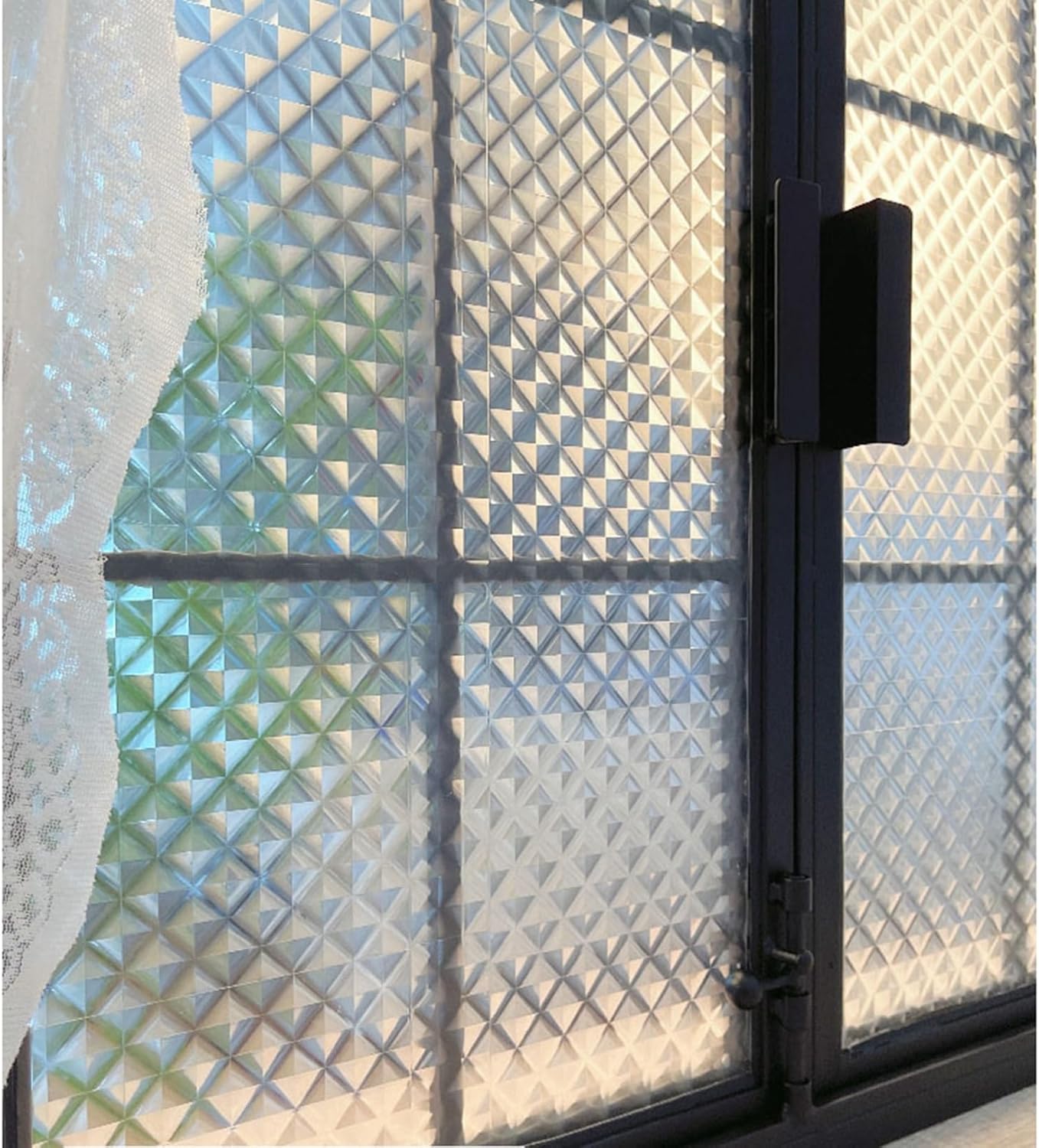 窓ガラス目隠しフィルム 3d虹色レトロ調 めかくしシート ガラス 窓用 フィルム ステンドグラス シール すりガラス 水で貼ってはが