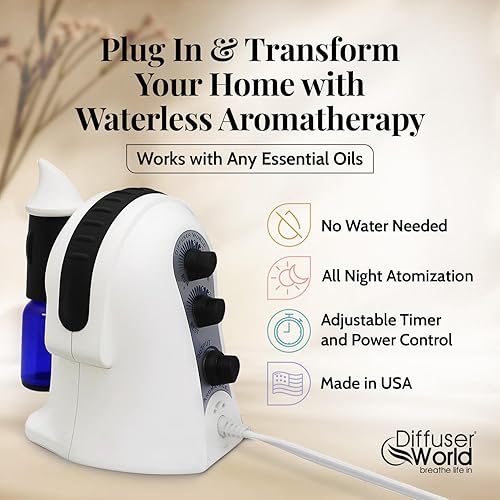 Miniatura 8 de Difusor sin agua para aceites esenciales de 110 V, difusor atomizador de aroma hecho en Estados Unidos, difusor de aceite esencial sin agua