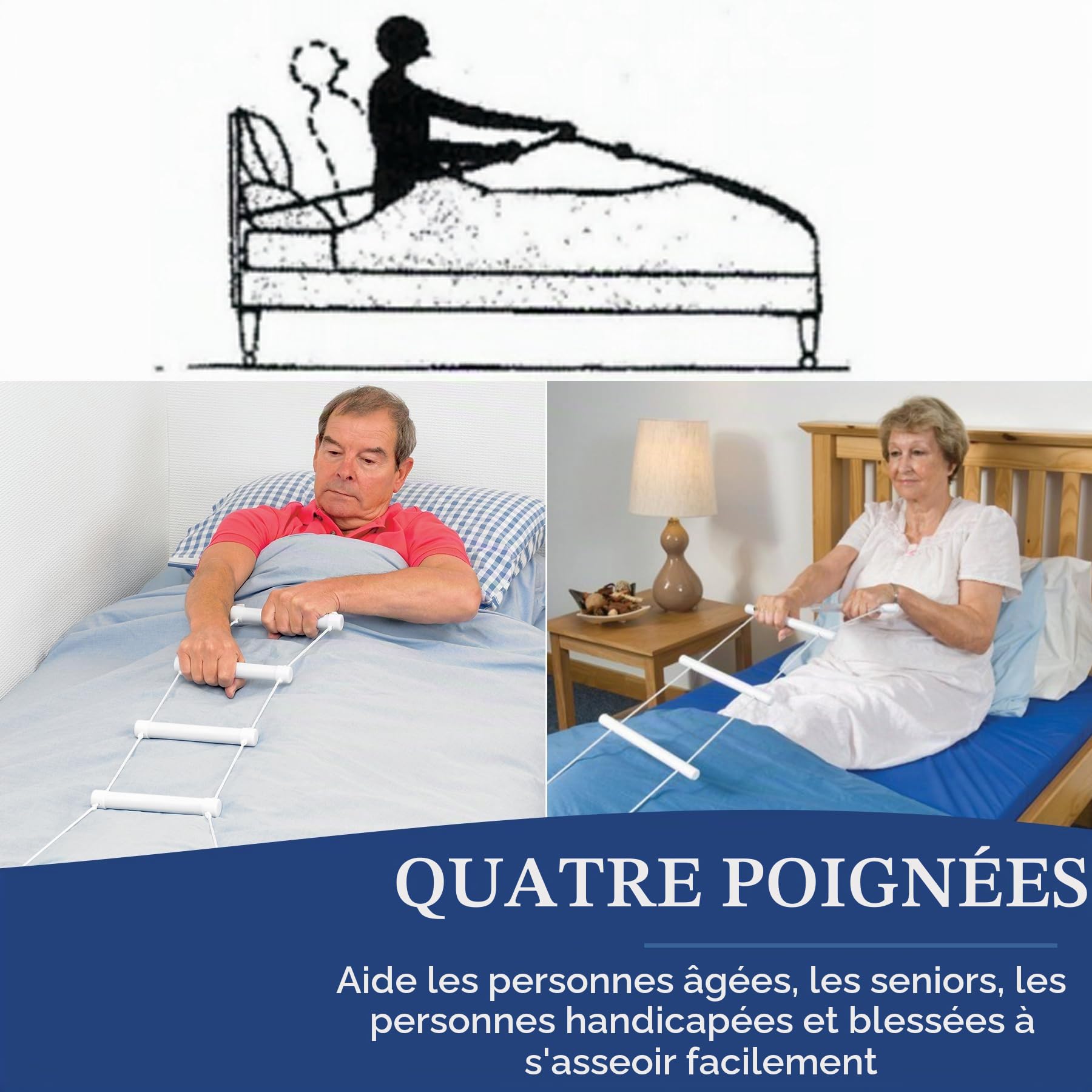 MEDca Échelle de Corde pour Personnes Alitées, Échelle de Lit Assistance Traction