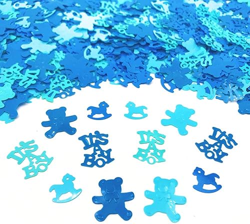 Werich Confeti para mesas de bebé niño, juegos de baby shower, revelación de género, fiesta de cumpleaños, purpurina metálica de papel de aluminio,