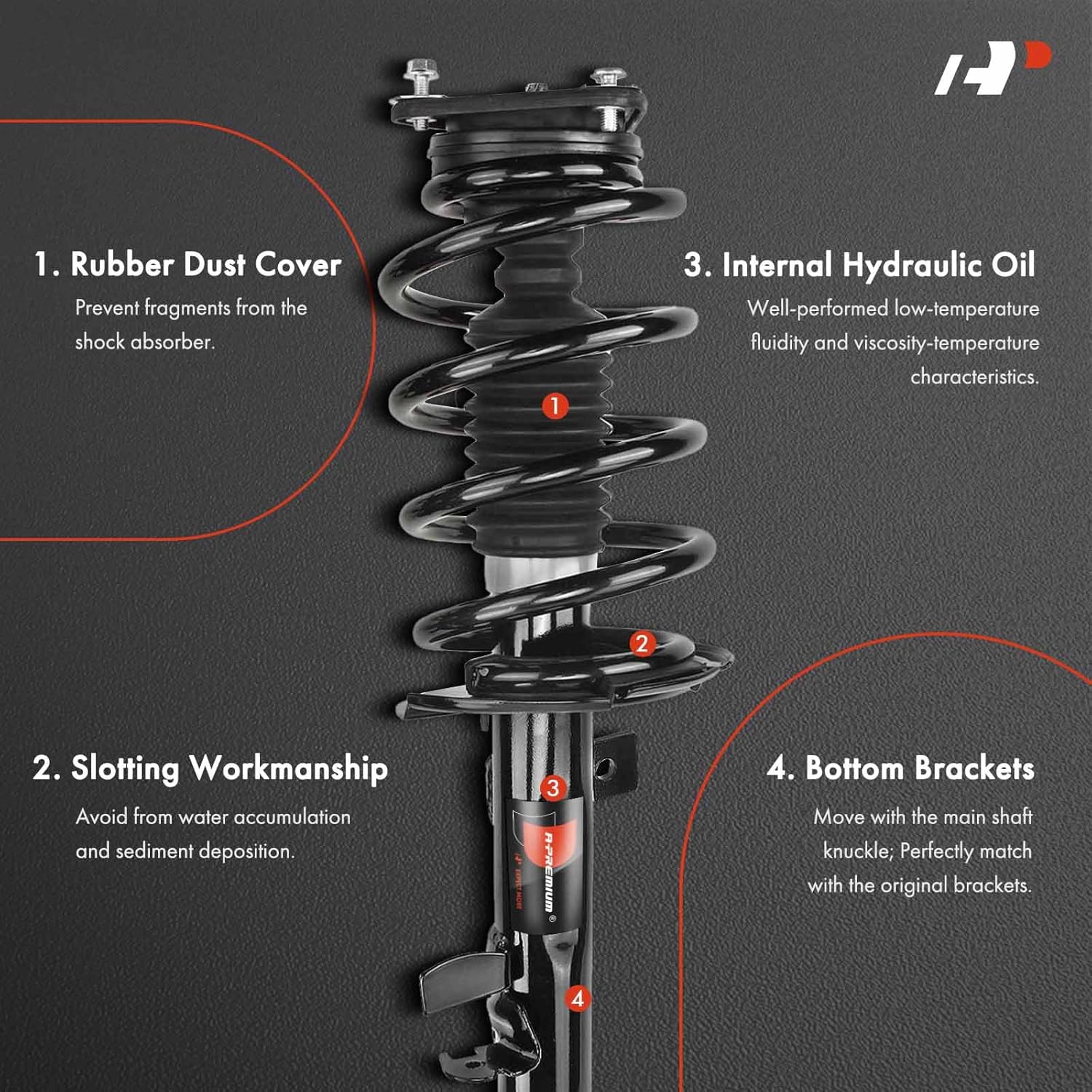 A-Premium Front Pair (2) Complete Strut & Coil Spring Assembly Compatible with Ford Escape 2014, Driver and Passenger Side