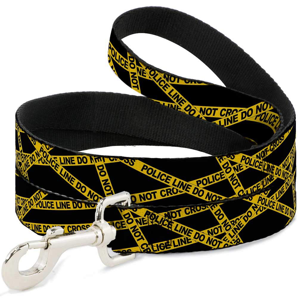 Laisse pour chien Police Line jaune et noire de 1,8 m pour balades sécurisées