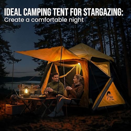Miniatura 4 de TAILI Tienda inflable inflable para acampar con bomba de mano para 2/3/4/6 personas, fácil instalación inflable al aire libre Oxford impermeable