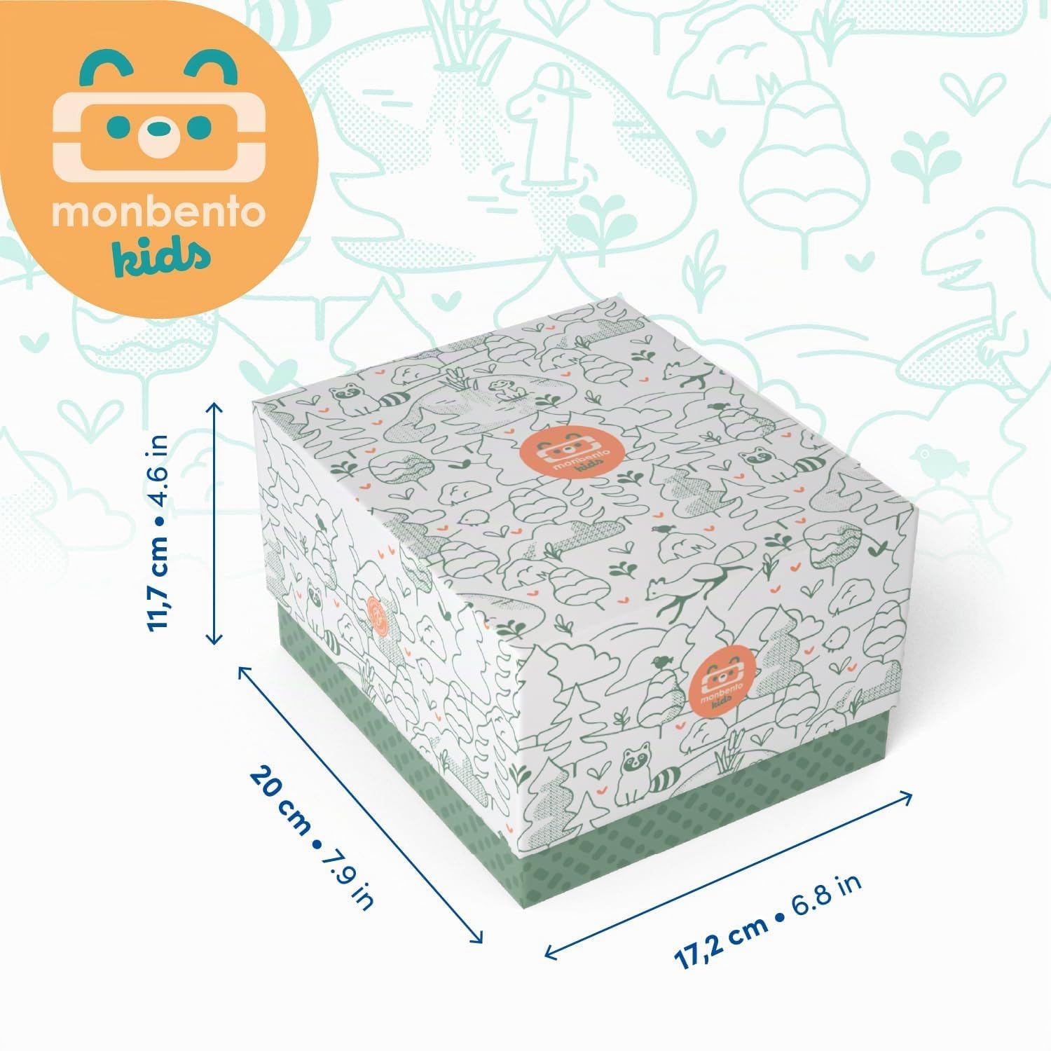 Monbento - Coffret Cadeau Enfant Tresor bleu Dino - Lunch Box Personnalisable 800 ml et Mini Gourde 330 ml Positive S - Idée Cadeau Parfaite pour Noël, Anniversaire - Dinosaures