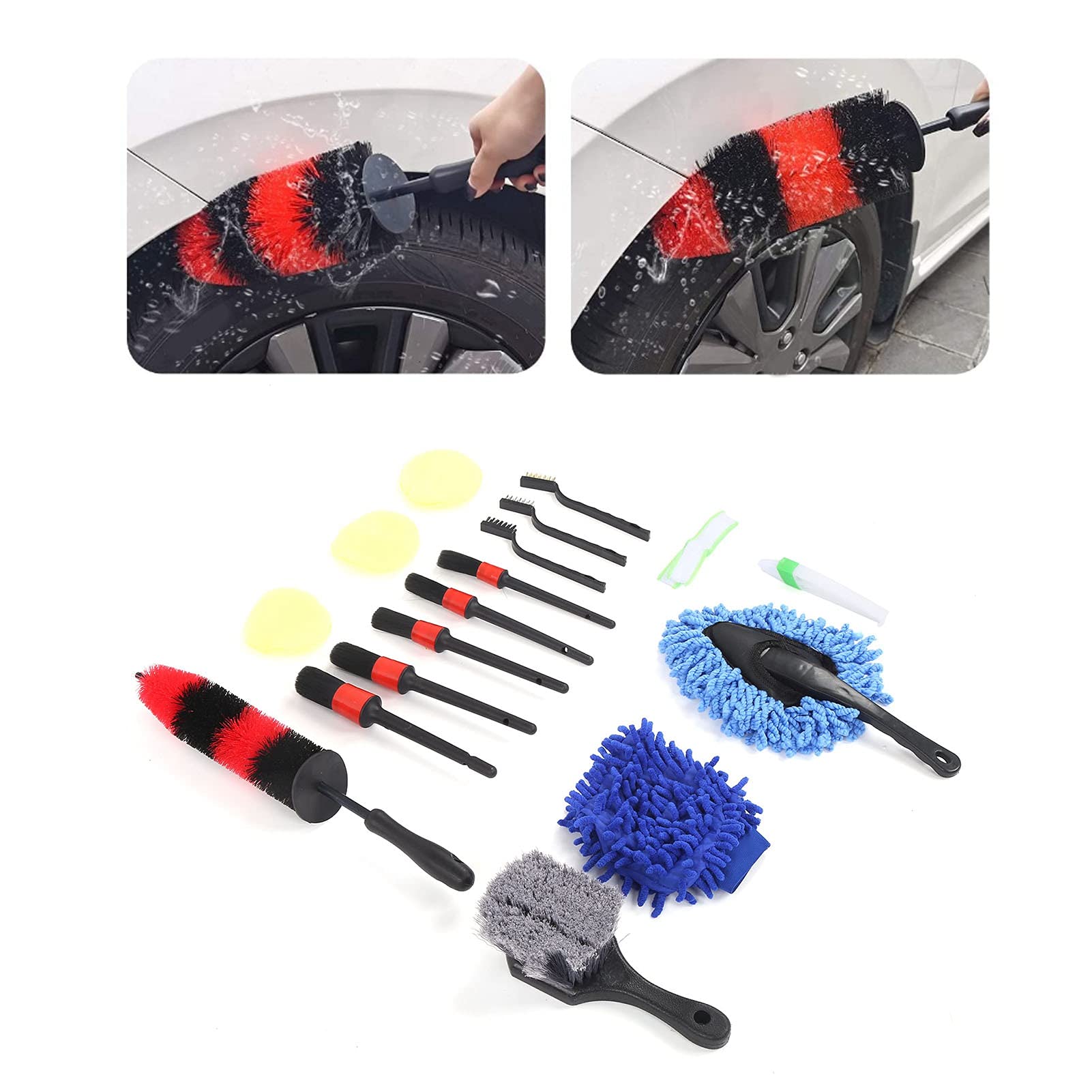 TANIQIACA Comprehensive 17pcs Car Cleaning Kit for Interior, Exterior, Wheels and Vents, Ideal for Auto Detailing Enthusiasts