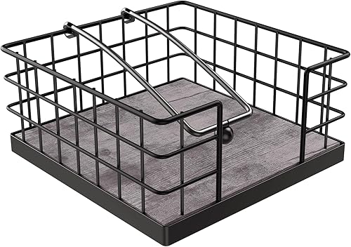 Miniatura 9 de Homode Servilletero para mesa, servilleteros de granja para servilletas de papel, cesta plana con brazo pesado, dispensador de servilletas de cocina