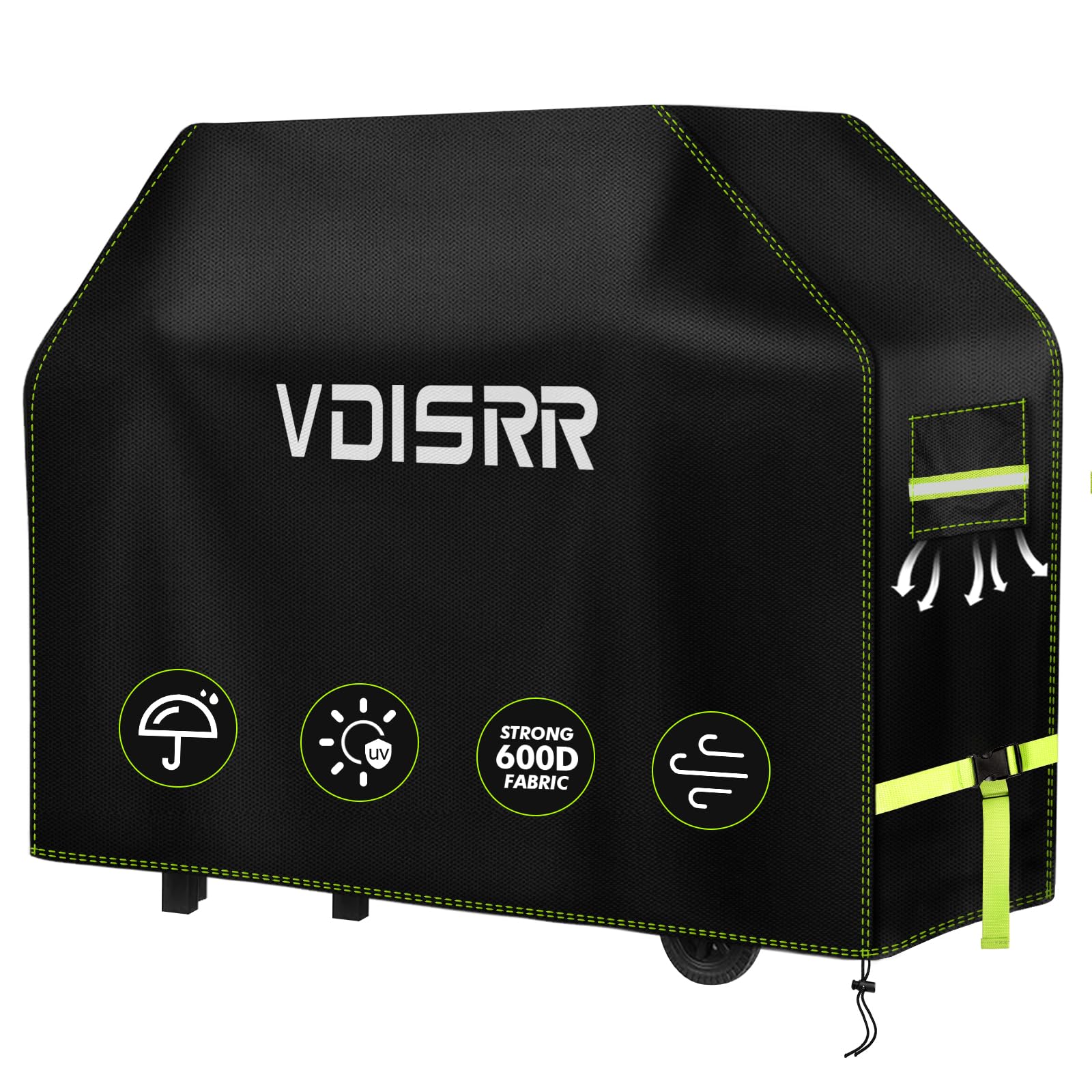 Funda Barbacoa Exterior Impermeable, VDISRR 600D Oxford Funda BBQ Exterior 117 * 66 * 117cm Funda Protectora para Barbacoa Anti-Viento/Agua/UV/Resistente al Desgarro