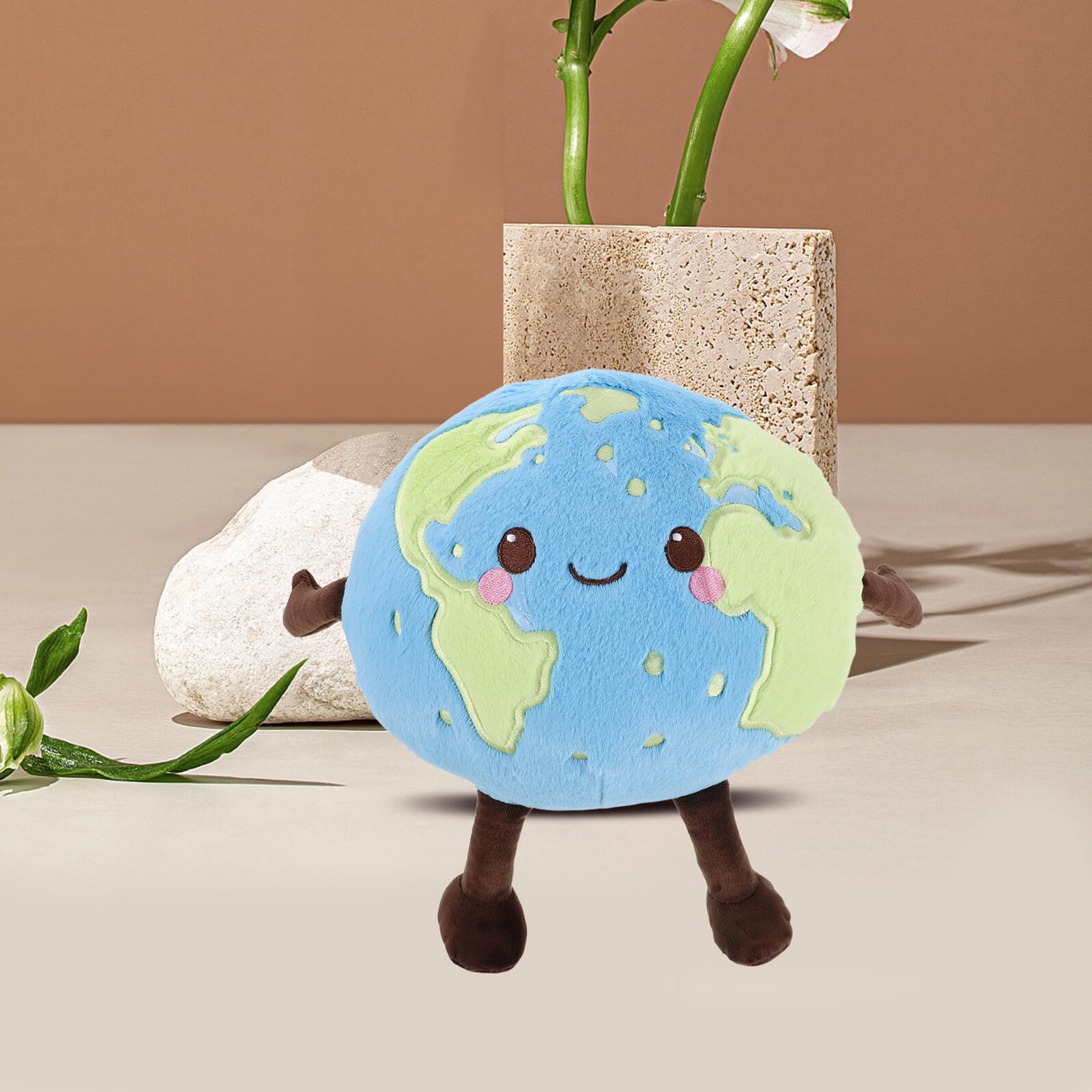 Peluche Creativo del Globo Terráqueo de Poliéster y Algodón, Almohada Redonda Suave para Decoración de Habitaciones Infantiles y Actividades Educativas