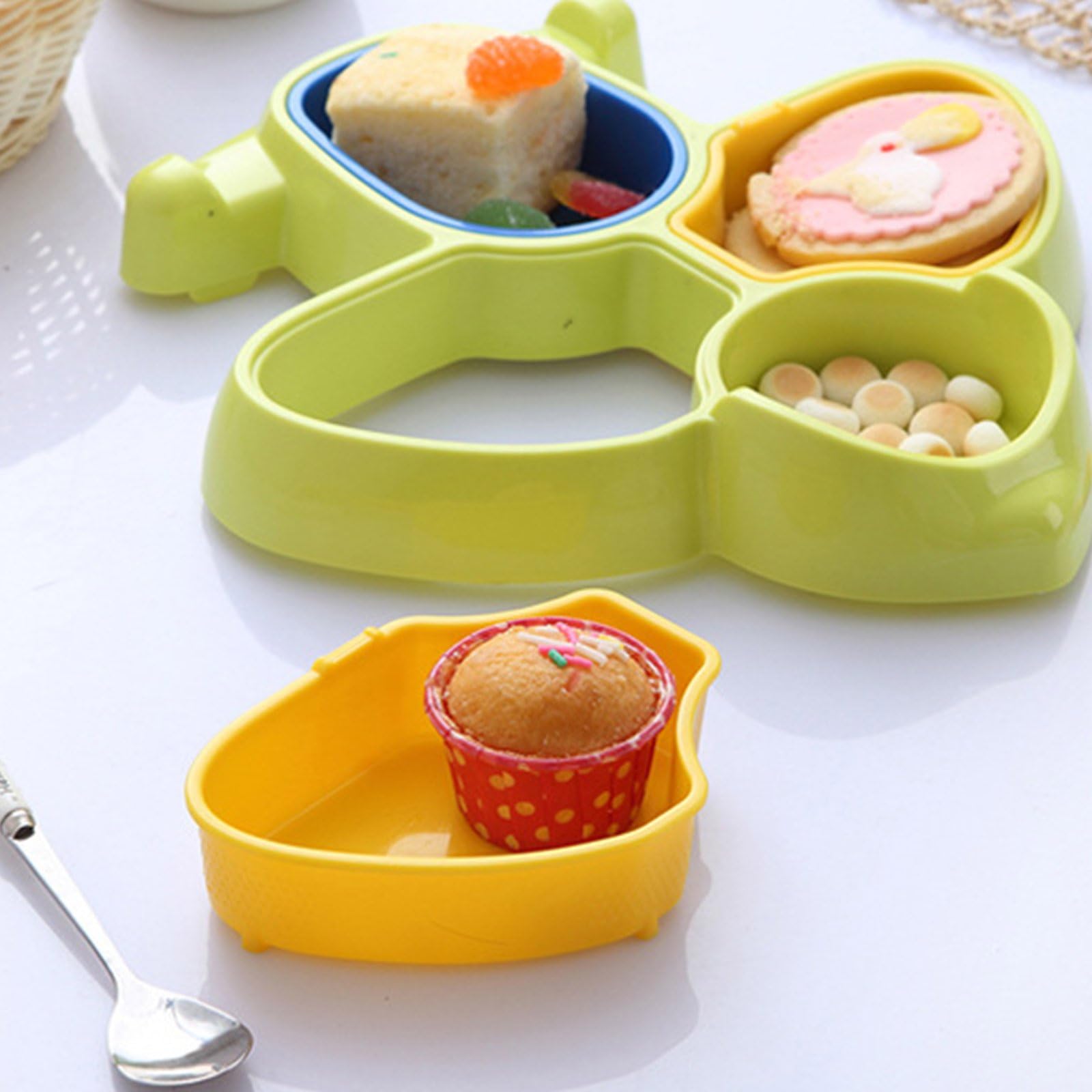 Swimero Baby Feeding Plates for Kids, for Breakfast and Lunch and Dinner, Aeroplane Design Plate, Multicolor, Pack of 1 Set-image-42
