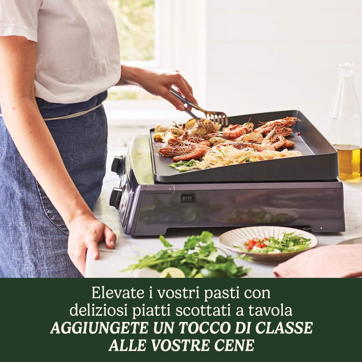 Cuisinart Dual sided Hot Plate Entertaining Grill & Griddle | XL Electric Plancha Grill | Piastra rimovibile antiaderente, Dual-zone Health Grill | Temp Control 90°C-260°C