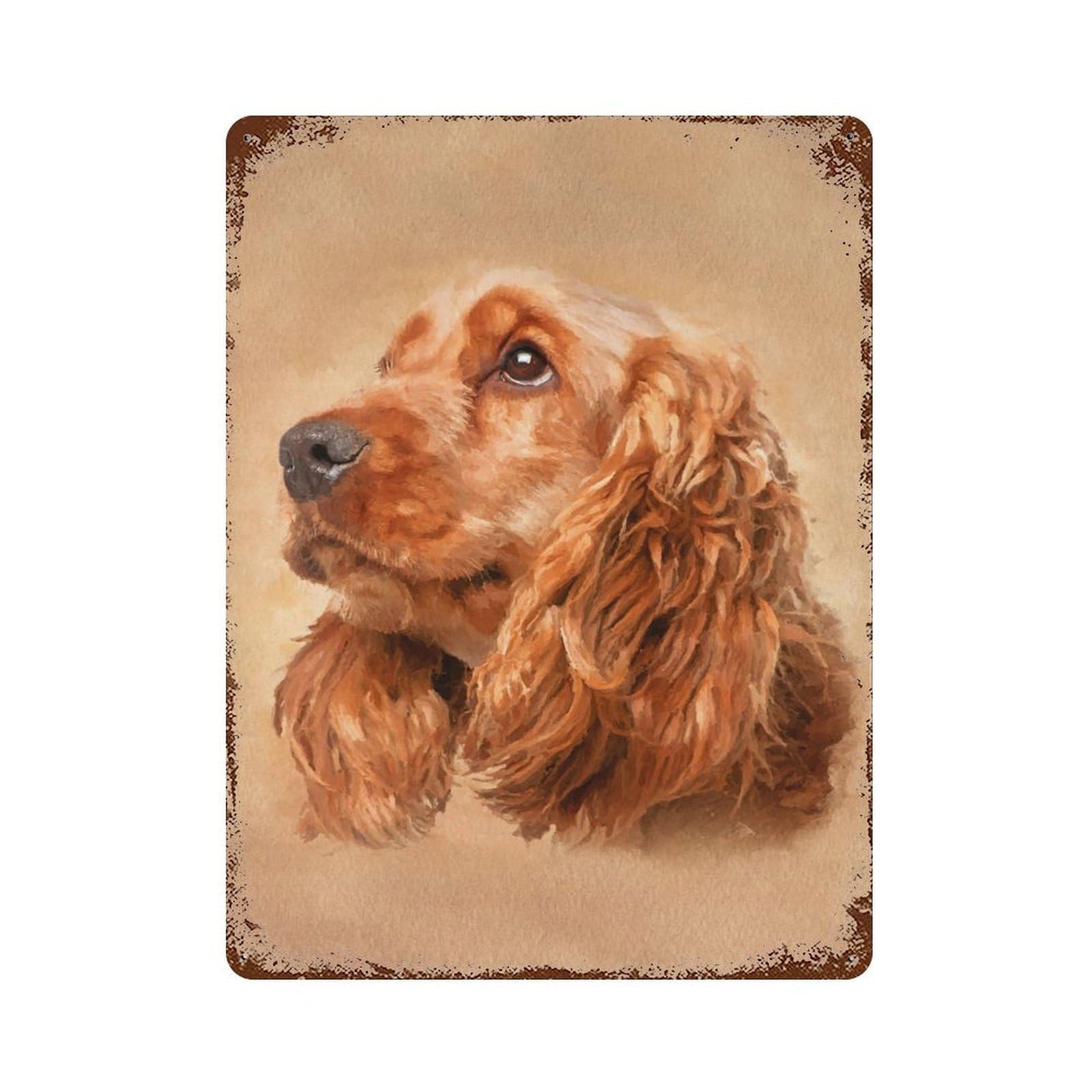 Decorative Tin Sign English Cocker Spaniel 15.7"x11.8", Decorative Metal Wall Art for Garage, Bar And Workshop Decor