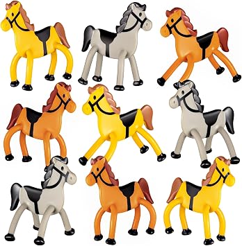 Meooeck 24 Pcs Horse Party Favors 4 Inches Mini Horse Figurines Bendable Cowboy Decorations Farm Animal Toy for Boy Girl Party Supplies, 3 Styles