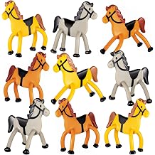 Meooeck 24 Pcs Horse Party Favors 4 Inches Mini Horse Figurines Bendable Cowboy Decorations Farm Animal Toy for Boy Girl Party Supplies, 3 Styles