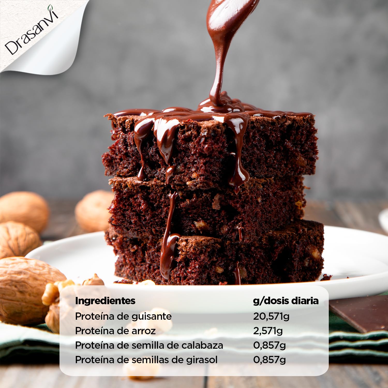 PROTEINE VEGAN SAVEUR BROWNIE 600G SPORT LIVE DRASANVI