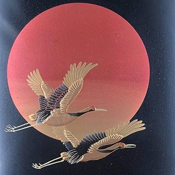 Amazon.co.jp: 輪島塗 「双鶴夕蒔絵」 井波唯志作 漆芸額 関西