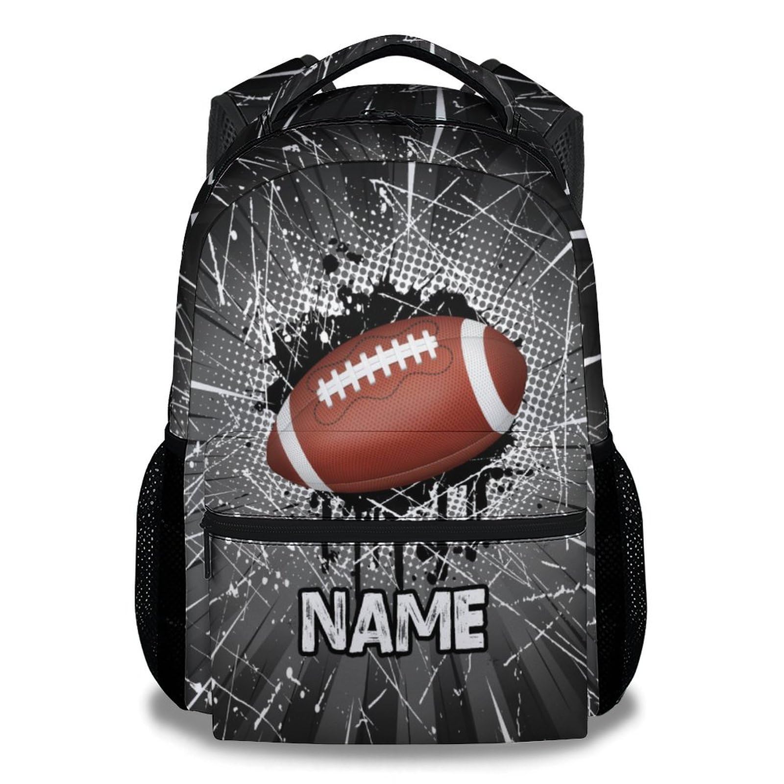 FLEXIMX Custom Football Backpack for Boys, 16 Inch Football Print Backpacks for School, Sport Lightweight Bookbag for Kids