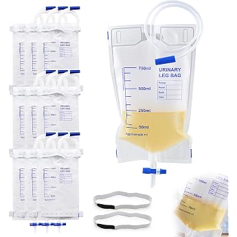 10 St ck Einweg-Urinbeutel Beinbeutel Set 750ml Katheterbeutel mit Kreuzventil PVC-Material und Silikonschlauch f r Seniorenpflege Klinik und Zuhause