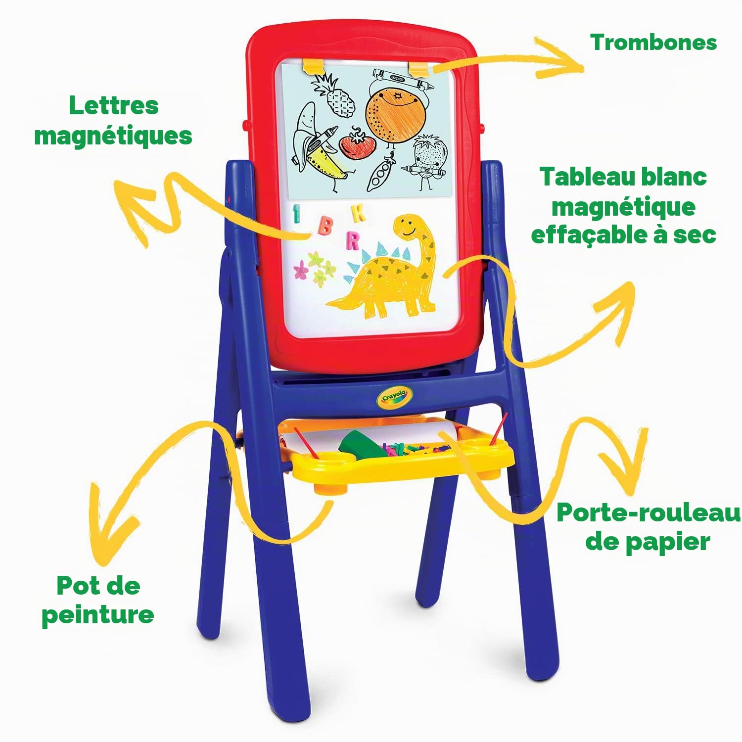 Crayola Qwikflip Chevalet double face avec tableau noir, tableau magnétique effaçable à sec, 77 lettres et chiffres magnétiques, craie de couleur 4 carats et chiffon gomme, cadeau pour enfants à