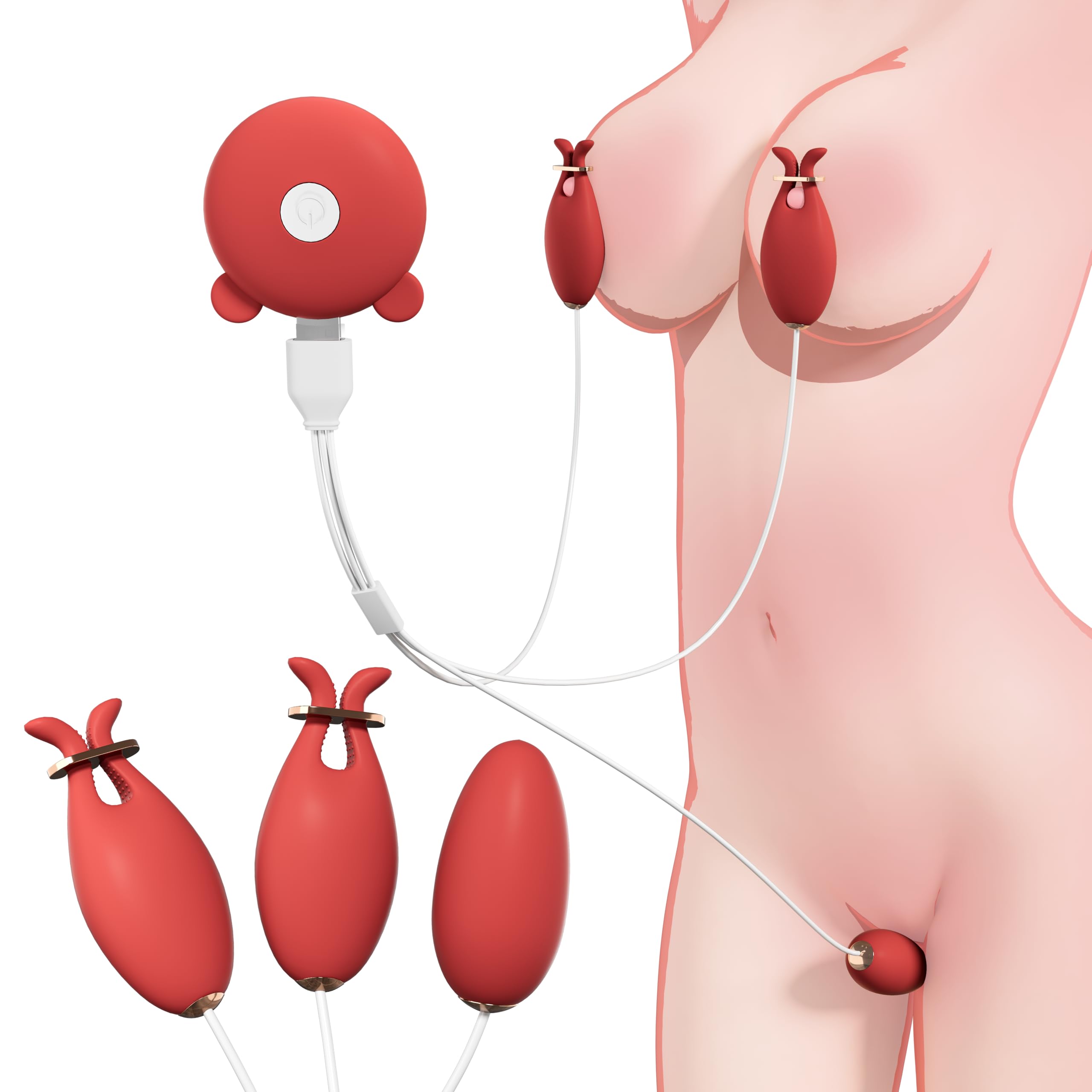 Nipple Toys Nipple Vibrator for Women Sex Toys Nipple Clamps Clitoral Stimulator with 10 Vibration Modes Lightweight Silicone