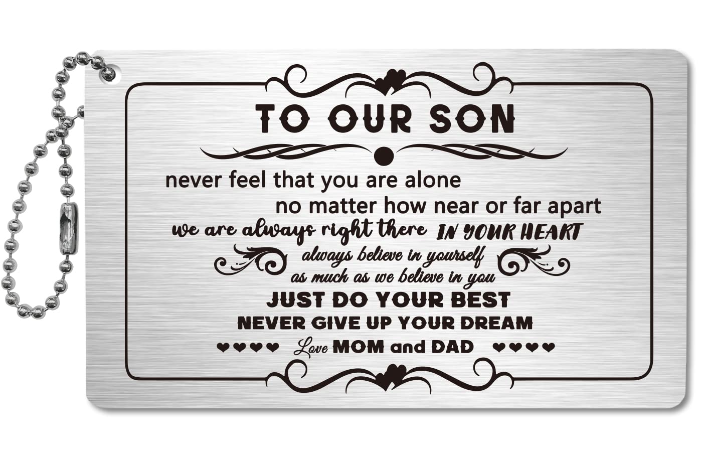 Son Gift from Mom and Dad, Son Birthday Card Gift Funny Engraved Wallet Card with Keyhole Son Graduation Gift Christmas Wedding Present from Parents, To our son