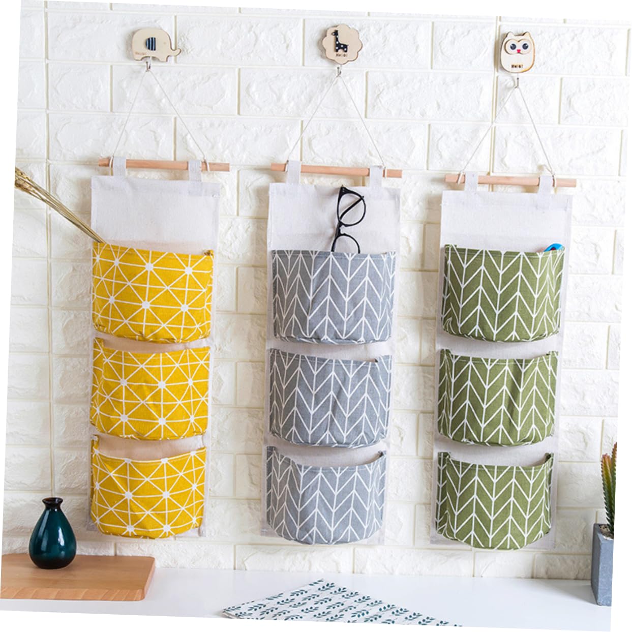 ABOOFAN Cotton Linen Hanging Storage Bag Versatile Over Door Organizer for Shoes and Clothes for Bedroom Bathroom and Closet Blue and Grey