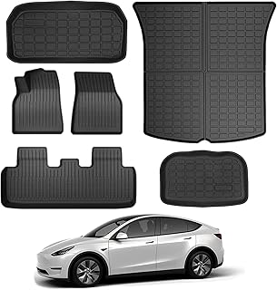 Tesla Model Y Floor Mats, 2020-2023 Accessories, All Weather Mat Front Rear Cargo Liner Mat, Waterproof Anti-Slip Custom Fit for Tesla, Heavy Duty Mats