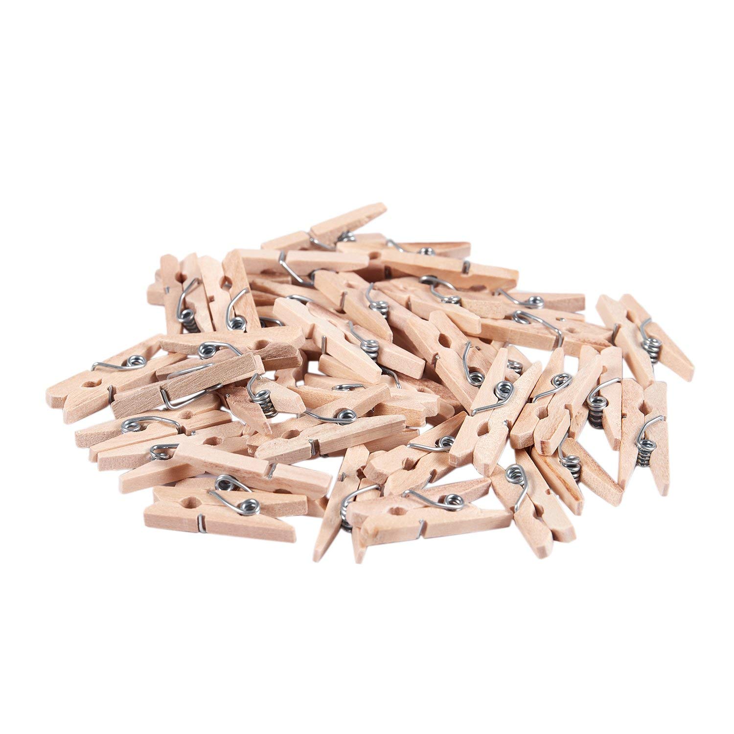 Mrnha Wood Color Mini Wooden Clothes Photo Paper Peg Clothespin Craft Clips 25Mm 40Pcs