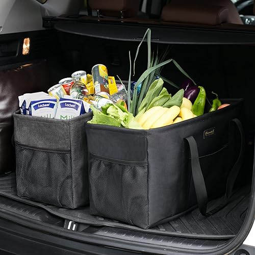 Miniatura 6 de GhvyenntteS Bolsa de mano extra grande, bolsa de utilidad con marco de alambre de metal y tablero inferior duro, bolsas de comestibles, negro,