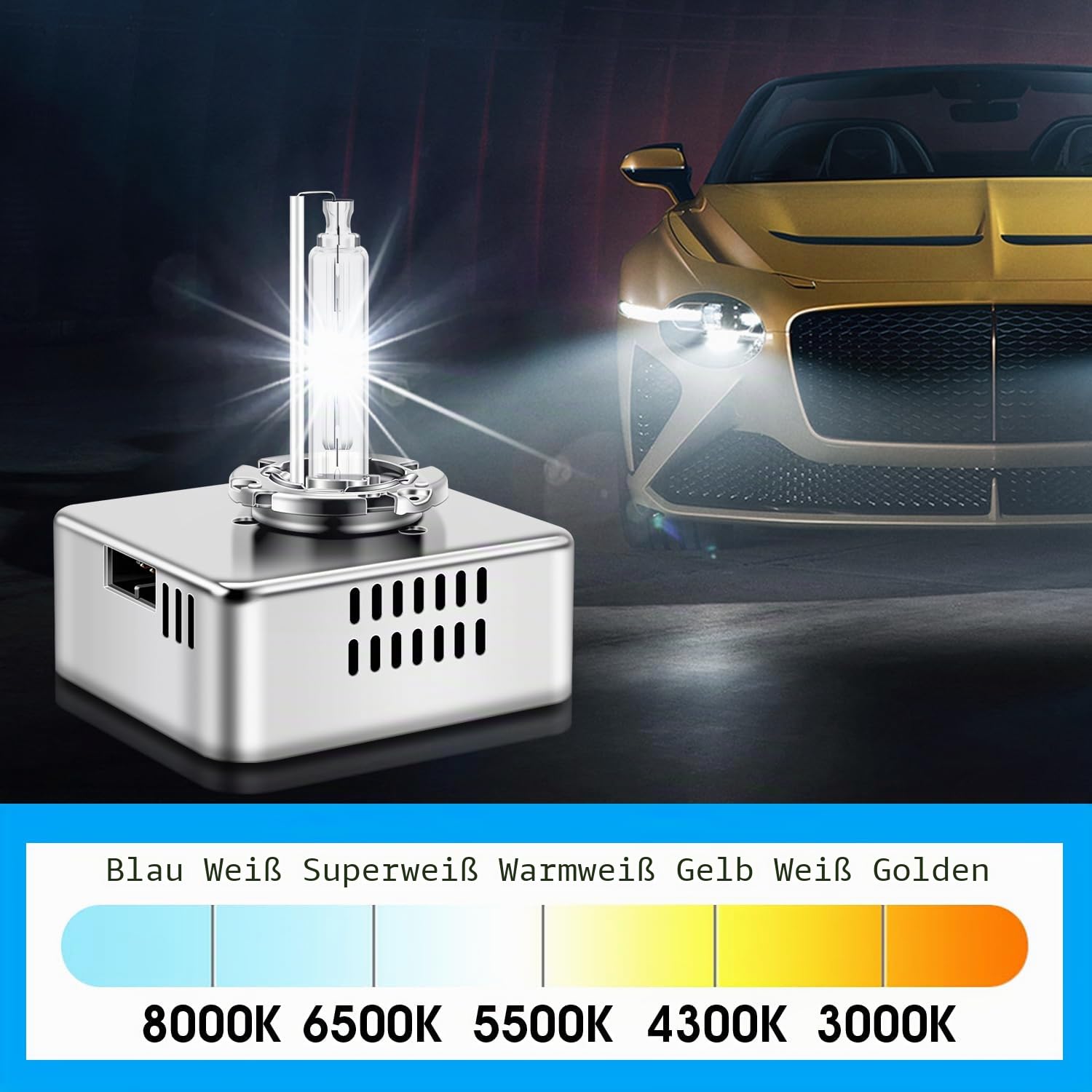 D5S Xenon Brenner 6000K Diamond Weißlicht HID Scheinwerferbirnen 35W Scheinwerferlampe Metallstents Base Auto Scheinwerfer Birne Autolampe, 2 Stücke