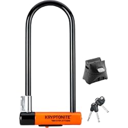 Candado Para Bicicleta Tipo U Kryptonite (002147/001027) ANTIRROBO U EVOLUTION LS w/FLEXFRAME-U BRACKED (102x292), Seguridad, Negro/Naranja, 10 x 29 cm