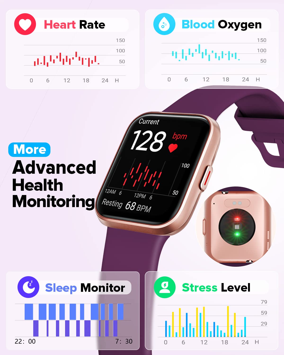 aeac Smartwatch Donna Orologio, 1,8" Smartwatch Chiamate Risposta Vivavoce, Alexa Integrato Cardiofrequenzimetro SpO2 Sonno, Contapassi Orologio Fitness Notifiche 110 modalità Sport per Android/iOS