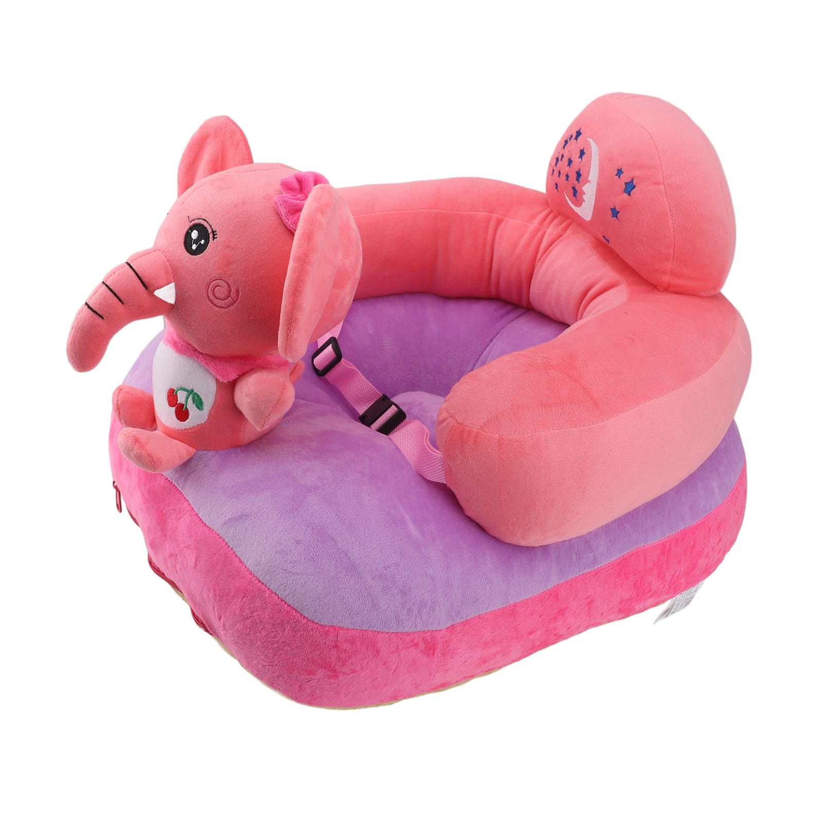 Baby Support Seat, Adjustable Angle Baby Learning to Sit Chair Plush with USB Charging Cable for Toddlers for Home (Calf Elephant)