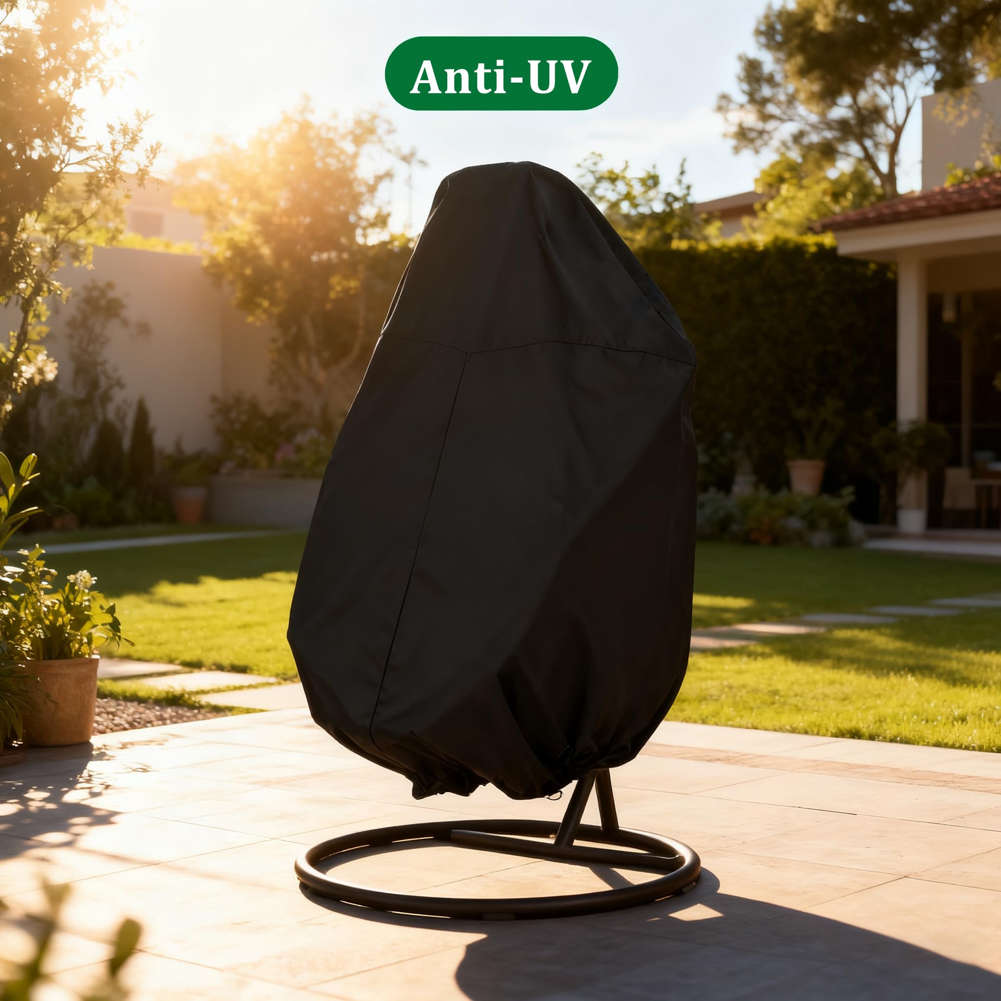 Goutime Anti-UV & Waterproof Egg Chair Cover, Heavy Duty 210D Oxford Hanging Chair Cover with Zipper for Outdoor Swing - 5